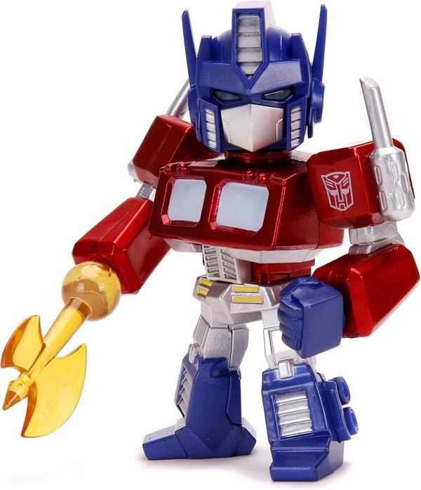 Jada Toys "Transformers G1 Optimus Prime Light-Up 4"" Die-cast Metal Collectible Figure, Toys for Kids and Adults
