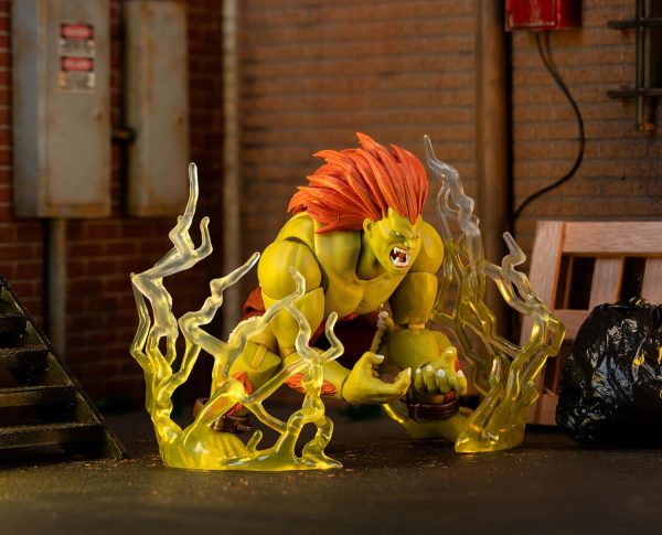 Jada Street Fighter II Blanka Deluxe Action Figure - 1:12 Scale, Highly Articulated, Interchangeable Hands & Head, Electric Thunder Accessory - 7" Tall, Video Game Collectible - Image 5