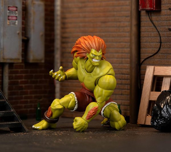 Jada Street Fighter II Blanka Deluxe Action Figure - 1:12 Scale, Highly Articulated, Interchangeable Hands & Head, Electric Thunder Accessory - 7" Tall, Video Game Collectible - Image 6