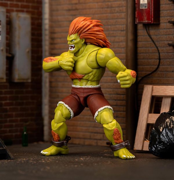 Jada Street Fighter II Blanka Deluxe Action Figure - 1:12 Scale, Highly Articulated, Interchangeable Hands & Head, Electric Thunder Accessory - 7" Tall, Video Game Collectible - Image 7