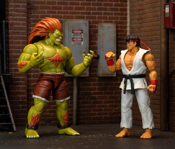 Jada Street Fighter II Blanka Deluxe Action Figure - 1:12 Scale, Highly Articulated, Interchangeable Hands & Head, Electric Thunder Accessory - 7" Tall, Video Game Collectible - Image 8