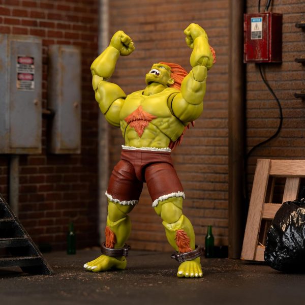 Jada Street Fighter II Blanka Deluxe Action Figure - 1:12 Scale, Highly Articulated, Interchangeable Hands & Head, Electric Thunder Accessory - 7" Tall, Video Game Collectible - Image 9